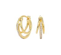 Sterling silver is still tre anelli linea intarsiato con zirconio orecchini. signore semplice e versatile design gioielli, Metallo