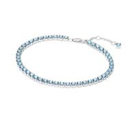 Sterling silver tennis bracelet with aquamarine blue crystal