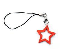 Stern Ciondolo Cellulare Miniblings Stellina Stella Natale Legno Cava Rosso