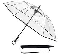 Sternenfunke Ombrello Grande da Pioggia XXL - Diametro 130 cm - Ombrello Trasparente con Comodo Pulsante Automatico e Cover, Perfetto come Ombrello Pioggia per Coppie o da Matrimonio - Bordo Nero