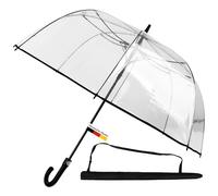 Sternenfunke Ombrello trasparente grande XXL Ø 112 cm trasparente | ombrello matrimonio XXL coppia di sposi | ombrello trasparente incl. borsa per il trasporto | bordo nero, trasparente-nero, Ø112 cm