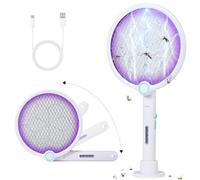 SternSinn Scacciamosche elettrico, 3800 V, extra forte, 1200 mAh, elettrico ricaricabile, con trappola per luce UV e rete sicura, rotazione di 180°