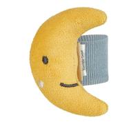 Sterntaler Armsonaglio luna, giocattolo per mani, polsini elastici, facile da indossare, sonaglio per giocare e afferrare, 7,5 × 6 × 3 cm, giallo opaco