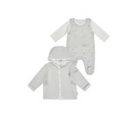 Sterntaler Baby Set - pagliaccetto con body a maniche lunghe e giacca reversibile - jersey di cotone con motivo zampe e ricamo cane Lucky - pagliaccetto con bottoni e giacca per neonati con cappuccio