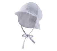 Sterntaler Berretto con Visiera per Il Collo, in Tinta Unita, con Piccola Protezione per Il Collo e Nastro legante, Berretto Estivo in Mussola di Cotone, Cappello da Sole, Copricapo per Neonati e