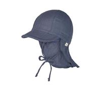 Sterntaler Berretto Unisex con Protezione per Il Collo in Mussola di Cotone con Nastro di Legatura, Cappello da Sole, Blu, 49