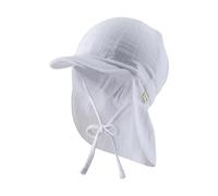 Sterntaler Berretto Unisex con Protezione per Il Collo in Mussola di Cotone con Nastro di Legatura, Cappello da Sole, Bianco, 43