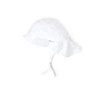 Sterntaler Cappello con nastrini e Protezione sul Collo, Unisex, età: da 9-12 Mesi, Taglia: 47, Bianco
