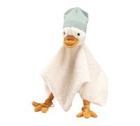 Foulard peluche consolatore medio anatra Edda Lou con berretto e anello in silicone per ciuccio, aiuto per addormentarsi per ragazzi e ragazze