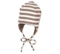 Sterntaler GOTS - Berretto a Righe per Bambini, in Jersey Singolo, con paraorecchie e Nastro, Marrone, 51