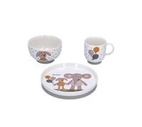 Sterntaler Set di stoviglie unisex per bambini, in porcellana, 3 pezzi, elefante e coniglio, set per la colazione, stoviglie per bambini, colore: bianco