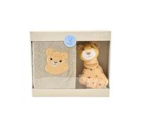 Sterntaler Set regalo leone leone - asciugamano morbido e assorbente per bambini con applicazione e piccolo panno in mussola morbida con sonaglio - dalla nascita - regalo per baby shower