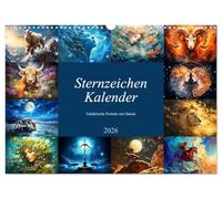 Sternzeichen-Kalender - Galaktische Porträts mit Datum (Wandkalender 2026 DIN A3 quer), CALVENDO Monatskalender: Kosmische Kunst - Luftige Meisterwerke der Sternenzeichen