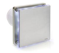 STERR Estrattore d'aria in argento 100 mm con LED + TIMER estrattore d'aria silenzioso, ventilazione bagno - estrattore d'aria 100 mm