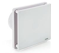 STERR Ventilatore da bagno bianco 100 mm con HYGROSTAT - Ventilatore da bagno - Frontale in vetro - Aspetto moderno - BFS100H - 10 W