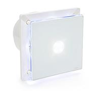 STERR - Ventilatore da bagno bianco da 150 mm con LED - Ventilatore estrattore - Frontale in vetro - Aspetto moderno - BFS150L - 25 W