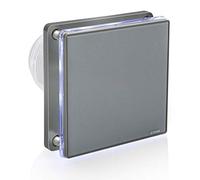 STERR Ventilatore da bagno grigio 100 mm con LED - Ventilatore per bagno - frontale in vetro - look moderno - BFS100L-G - 10 W