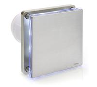 STERR - Ventilatore da bagno in acciaio inox argento con illuminazione a LED + t