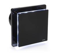 STERR Ventilatore da bagno nero 125 mm con LED + HYGROSTAT - Ventilatore da bagno - Frontale in vetro - Aspetto moderno - BFS125LH-B - 20 W