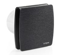 STERR - Ventilatore da bagno silenzioso in alluminio nero con sensore di umidità