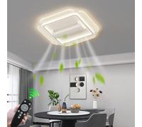 Stesulfr Ventilatore da soffitto con luce LED Ventilatore silenzioso senza pale con telecomando di illuminazione dimmerabile 90W quadrato creativo acrilico a 6 velocità adatto camera da letto ristoran