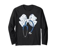 Stetoscopio da Infermiera con Fiocco Blu Floreale Stile Civetta Maglia a Manica