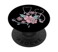 Stetoscopio floreale registrato infermiera RN vintage floreale PopSockets PopGrip Adesivo