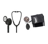 Stetoscopio per il monitoraggio 3M™ Littmann® Classic III™, testina Black Edition, tubo auricolare nero, 69 cm, 5803 & GIMA 32725 Sfigmomanometro London, Adulti, Nero