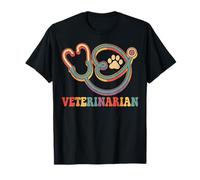 Stetoscopio Veterinario retrò colorato Maglietta