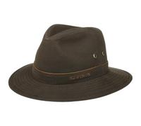 Stetson Avasun Waxed Cotton Traveller Donna/Uomo - Cappello di Tessuto Outdoor in Cotone con pistagna Estate/Inverno Primavera Estate Autunno Inverno - L (58-59 cm) Marrone Scuro