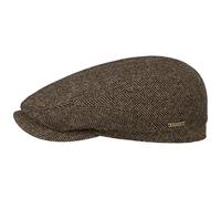 Stetson Belfast Flatcap - Berretto da Uomo Con Visiera in Lana - Fodera Interna in Cotone - Cappellino Autunno/Inverno - Marrone-Nero, 57