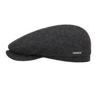 Stetson Belfast Flatcap - Berretto da Uomo con Visiera in Lana - Fodera Interna in Cotone - Cappellino Autunno/Inverno - Nero/Grigio, 57