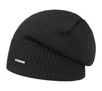 Stetson Berretto Beanie Wool Oversize Donna/Uomo - Made in Italy Lana Merino con Fodera, Autunno/Inverno Inverno - Taglia Unica Nero