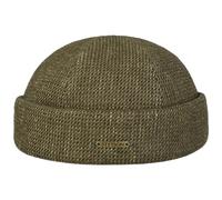 Stetson Berretto Docker Brinkley Uomo - Made in The EU Skull cap con Risvolto, Docker, Fodera Estate/Inverno Primavera Estate Autunno Inverno - M (56-57 cm) Verde Oliva-Melange