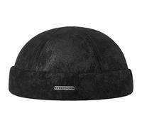 Stetson Berretto Docker Pigskin Uomo - Made in The EU Pelle con Risvolto, Docker, Fodera Autunno/Inverno Inverno - M (56-57 cm) Nero