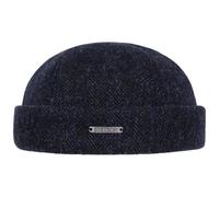 Stetson Berretto Docker Lavoy Herringbone Wool Uomo - Made in The EU Calotta Beanie Invernale con Risvolto, Docker, Fodera, Chiusura a Strappo Autunno/Inverno Inverno - L (58-59 cm) Blu Scuro