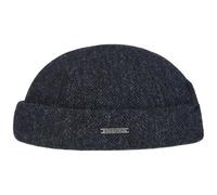Stetson Berretto Docker Lavoy Herringbone Wool Uomo - Made in The EU Calotta Beanie Invernale con Risvolto, Docker, Fodera, Chiusura a Strappo Autunno/Inverno Inverno - L (58-59 cm) Blu Scuro