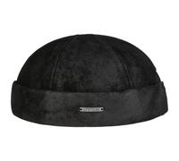Stetson Berretto Docker Pigskin Uomo - Made in The EU Pelle con Risvolto, Docker, Fodera Autunno/Inverno Inverno - L (58-59 cm) Nero