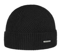 Stetson Berretto in Lana Merino Rodrick Donna/Uomo - Made Italy Beanie Lavorato a Maglia con Risvolto, Risvolto Inverno Autunno/Inverno - Taglia Unica Nero