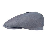 Stetson Berretto Piatto Brooklin Donna/Uomo - Made in The EU Berretti Lino Estivo Herringbone con Visiera, Fodera Estate Primavera/Estate - M (56-57 cm) Denim