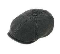 Stetson Brooklin Old Cotton Coppola da Uomo - Coppola in Used Look - Cappello con Protezione UV 40 - Berretto con Visiera in Cotone - Coppola Primavera/Estate Nero M (56-57 cm)