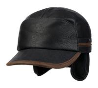 Stetson Byers cap in Pelle Uomo - Cappello Invernale con paraorecchie Berretto Baseball Chiuso Dietro, Visiera, paraorecchie, Fodera Inverno Autunno/Inverno - XXL (62-63 cm) Nero