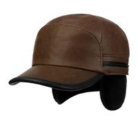Stetson Byers cap in Pelle Uomo - Cappello Invernale con paraorecchie Berretto Baseball Chiuso Dietro, Visiera, paraorecchie, Fodera Inverno Autunno/Inverno - M (56-57 cm) Marrone Scuro