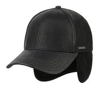 Stetson Cappellino con Paraorecchie Cowhide Donna/Uomo - Berretto in Pelle Baseball Visiera, paraorecchie, Fodera Inverno Autunno/Inverno - XXL (62-63 cm) Nero