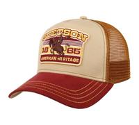 Stetson Cappellino Trucker Heritage Rodeo Uomo - cap Berretto Baseball Mesh Snapback, con Visiera, Fodera, Fodera Estate/Inverno Primavera Estate Autunno Inverno - Taglia Unica Beige-Rosso