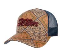 Stetson Cappellino Trucker Vintage Print Uomo - cap Berretto Baseball Mesh Snapback, con Visiera, Fodera, Fodera Estate/Inverno Primavera Estate Autunno Inverno - Taglia Unica Beige-Blu
