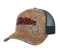 Stetson Cappellino Trucker Vintage Print Uomo - cap Berretto Baseball Mesh Snapback, con Visiera, Fodera, Fodera Estate/Inverno Primavera Estate Autunno Inverno - Taglia Unica Beige-Blu