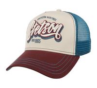 Stetson Cappellino Trucker Wordmark Logo Uomo - cap Berretto Baseball Mesh Snapback, con Visiera, Fodera, Fodera Estate/Inverno Primavera Estate Autunno Inverno - Taglia Unica Blu-Rosso