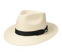 Stetson Cappello Bogart Telida Toyo Uomo/Donna - Cappello da Sole di Paglia con Fascia Interna - Fedora con Nastro Decorativo in Gros-Grain - Cappello Estivo Primavera/Estate Naturale M (56-57 cm)