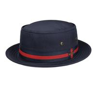 Stetson Cappello Classic Band Pork Pie Uomo - in Cotone da Sole con Nastro Grosgrain, Grosgrain Estate Primavera/Estate - XL (60-61 cm) Blu Scuro